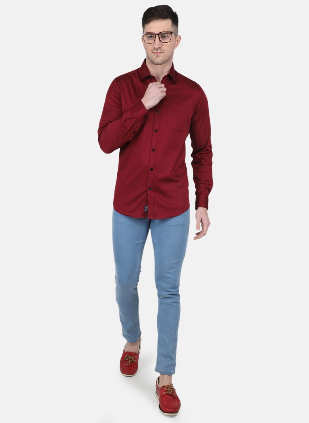 Men Maroon Solid Shirt