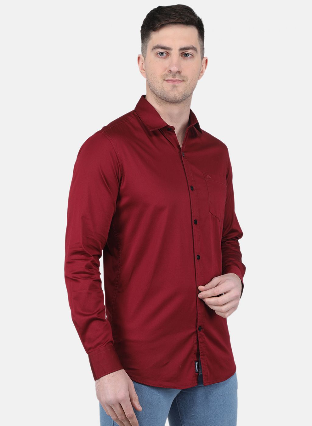 Men Maroon Solid Shirt