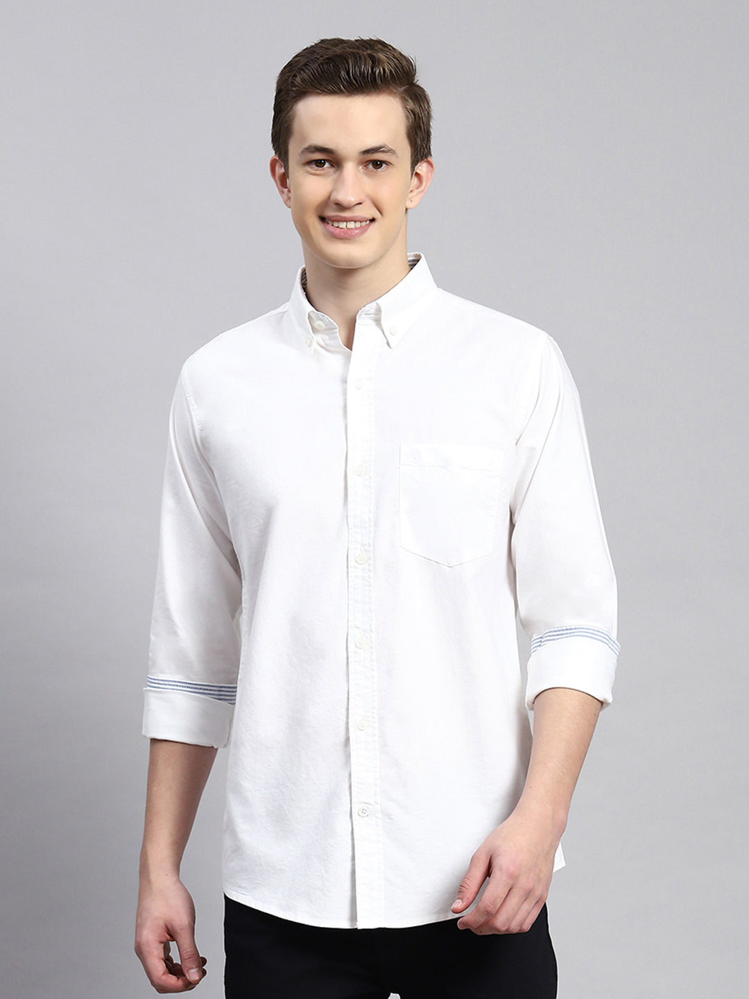 Men White Solid Shirt