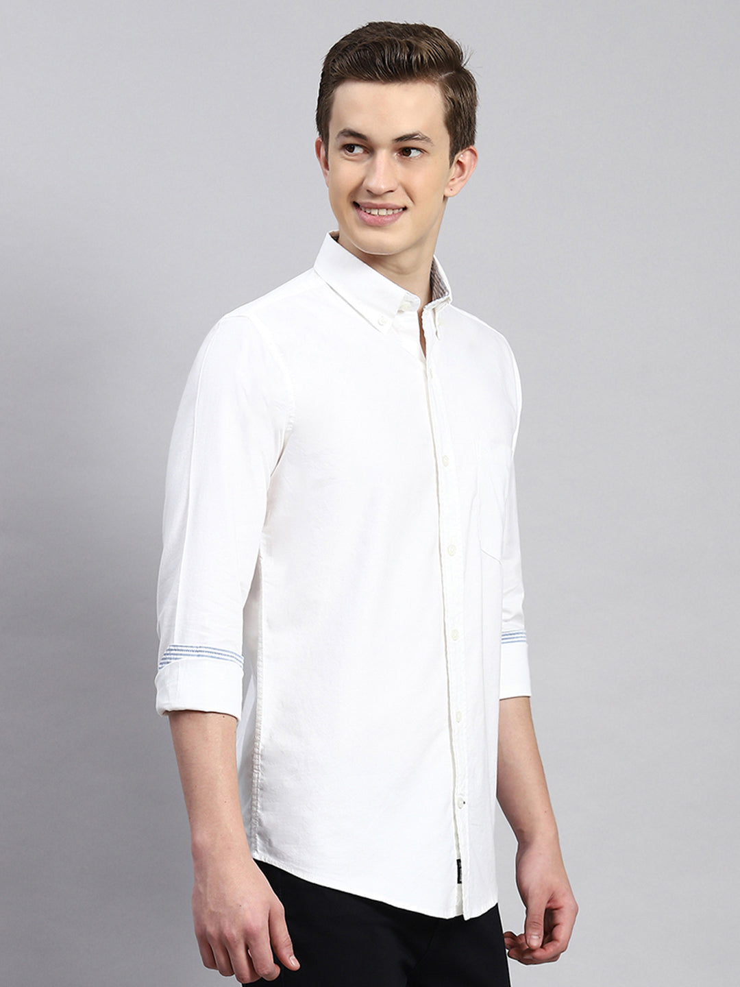 Men White Solid Shirt