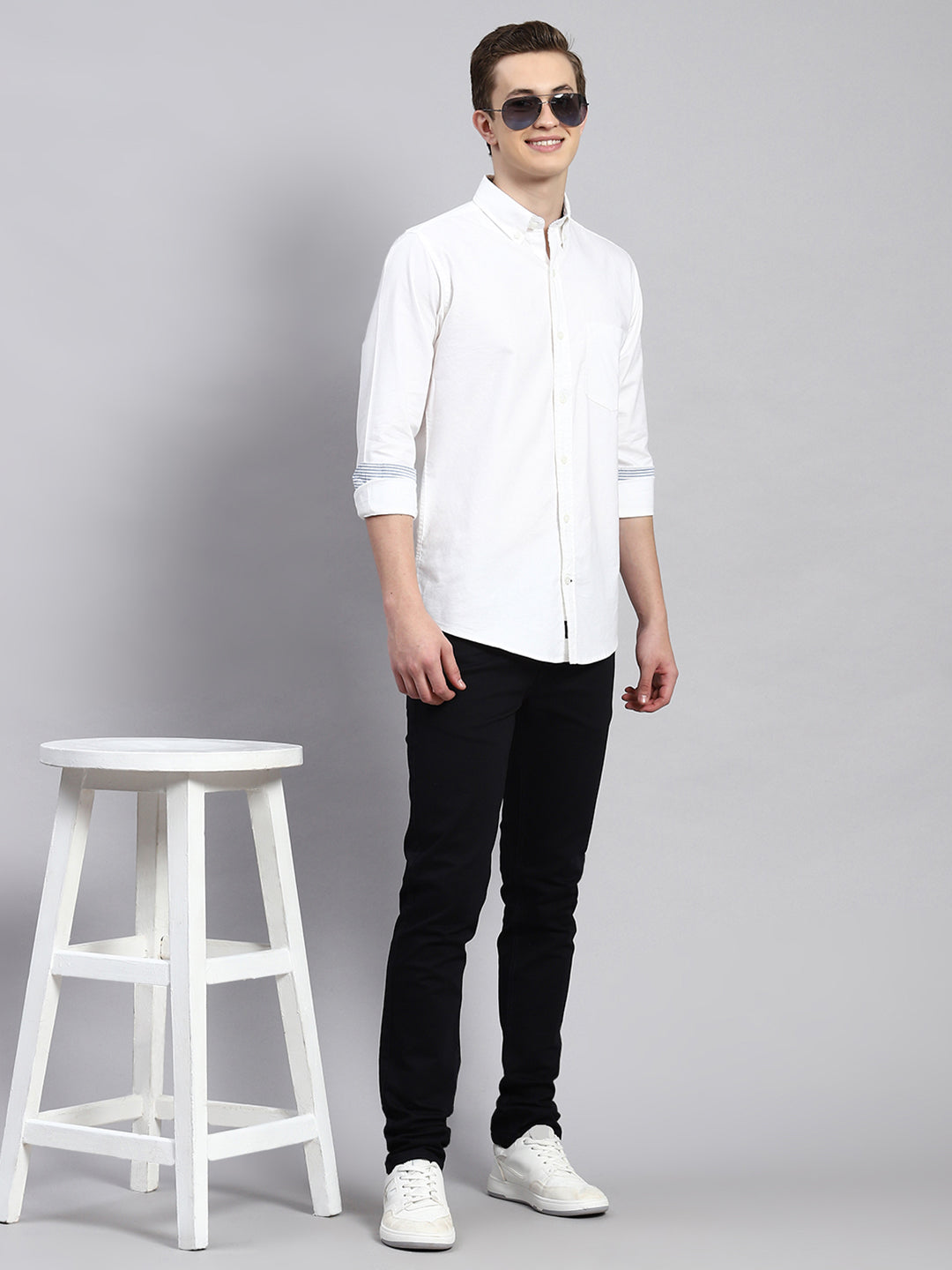 Men White Solid Shirt