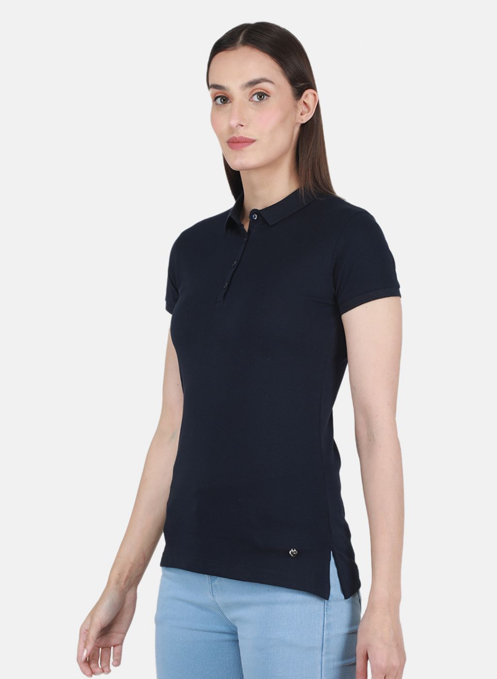 Women Navy Blue Solid T-Shirt
