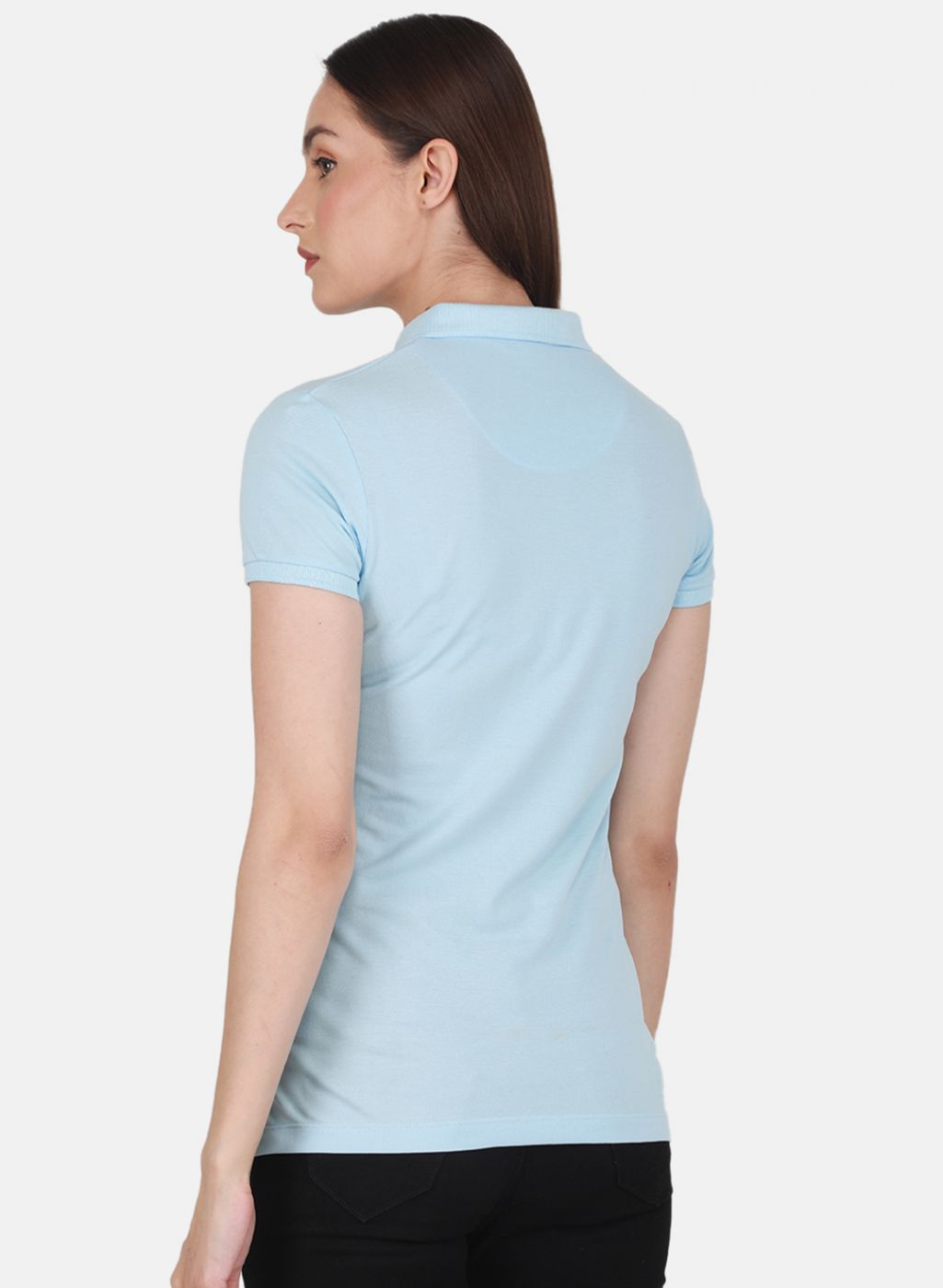 Women Sky Blue Solid T-Shirt