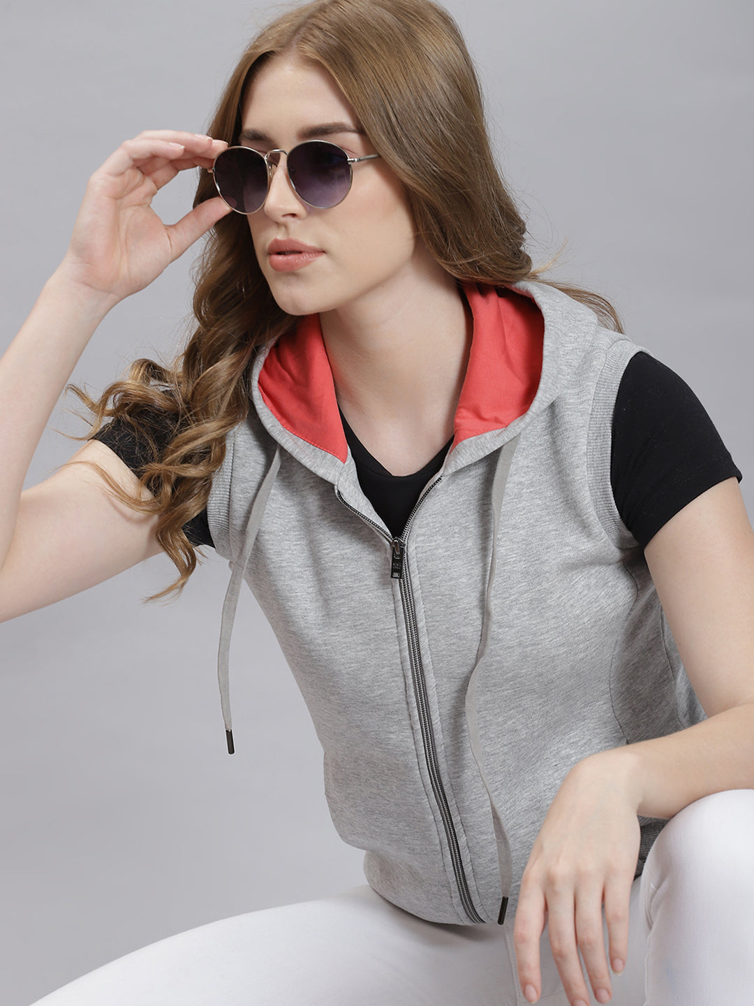 Women Grey Plain Sweatshirt