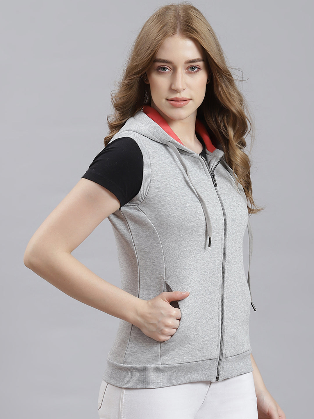 Women Grey Plain Sweatshirt