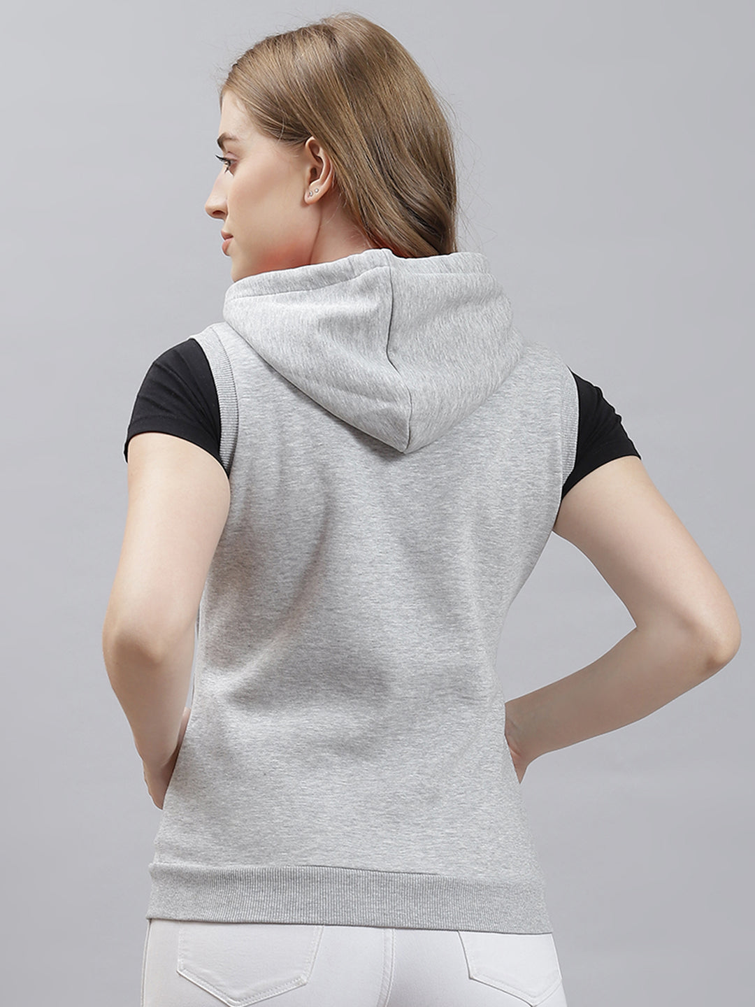 Women Grey Plain Sweatshirt