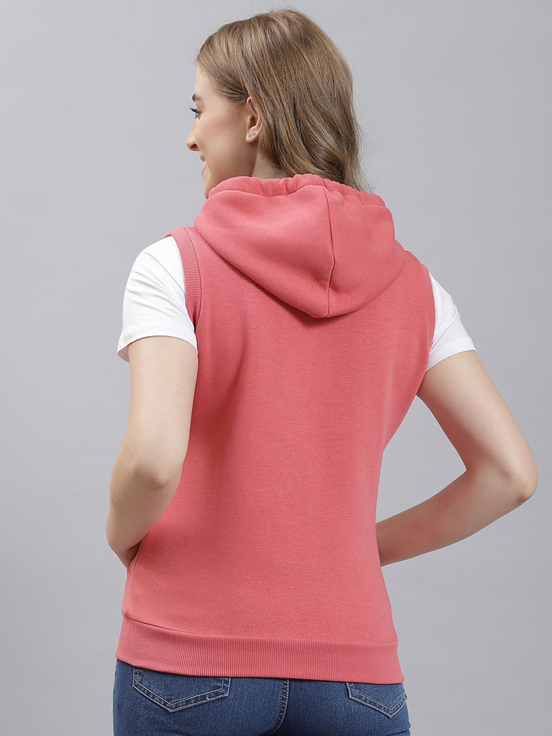 Women Pink Plain Sweatshirt