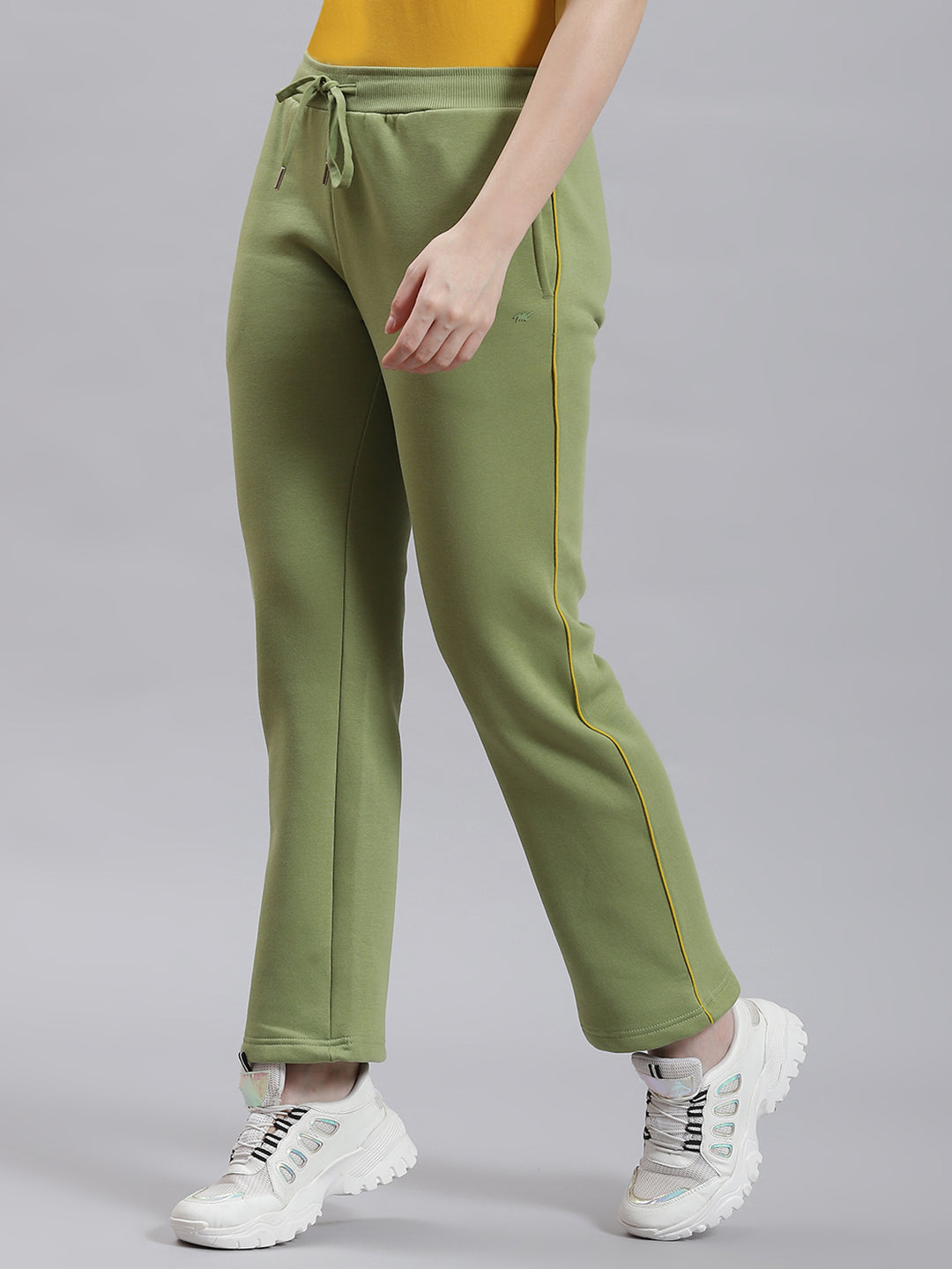 Women Green Plain Winter Lower