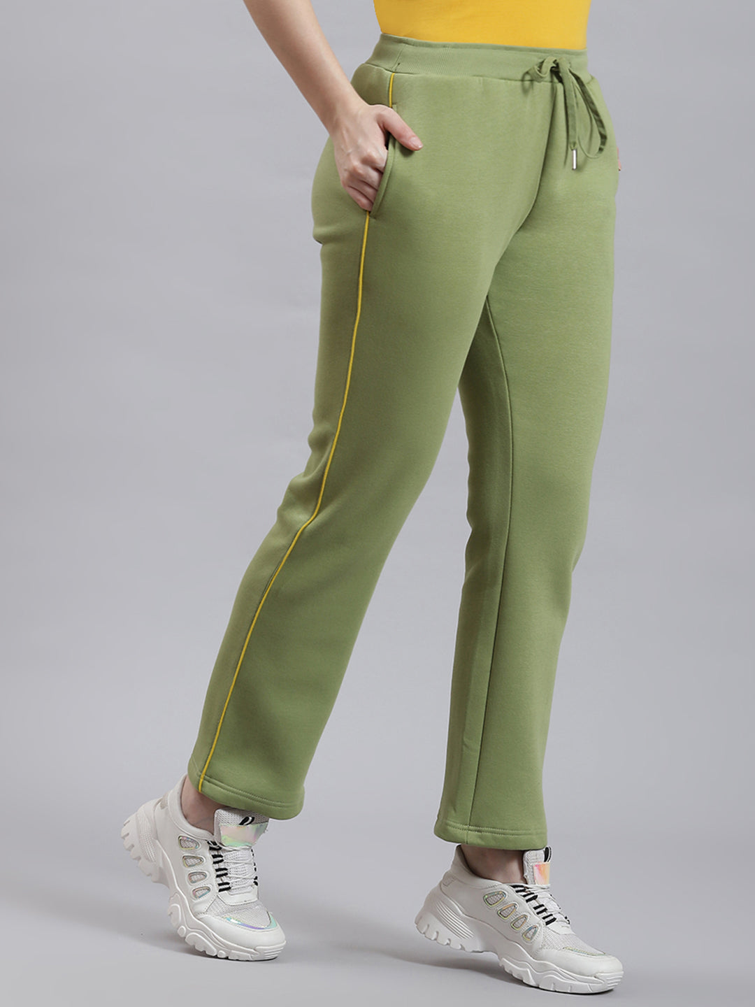 Women Green Plain Winter Lower