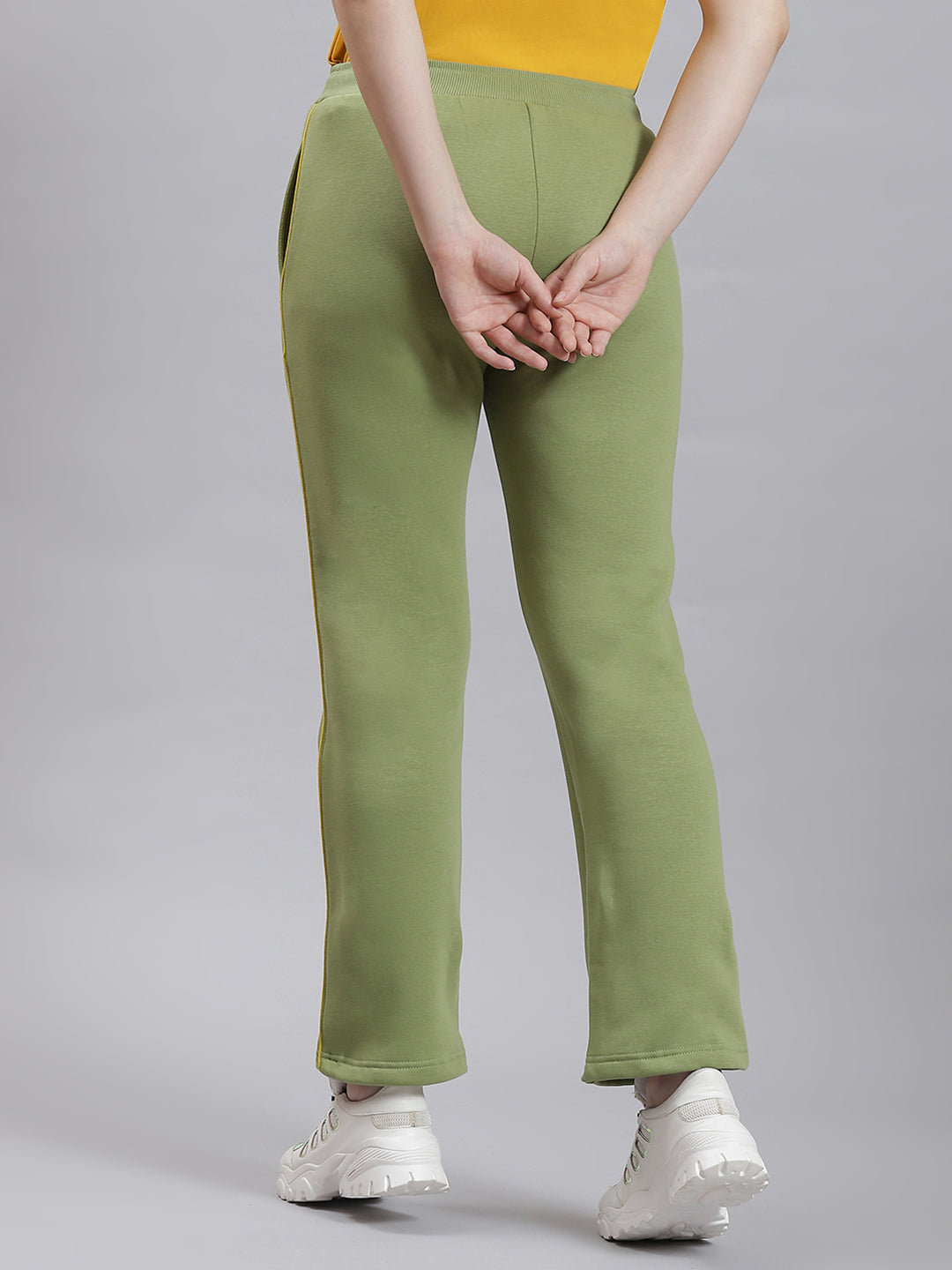 Women Green Plain Winter Lower