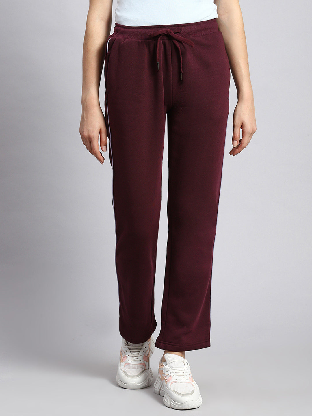 Women Maroon Plain Winter Lower