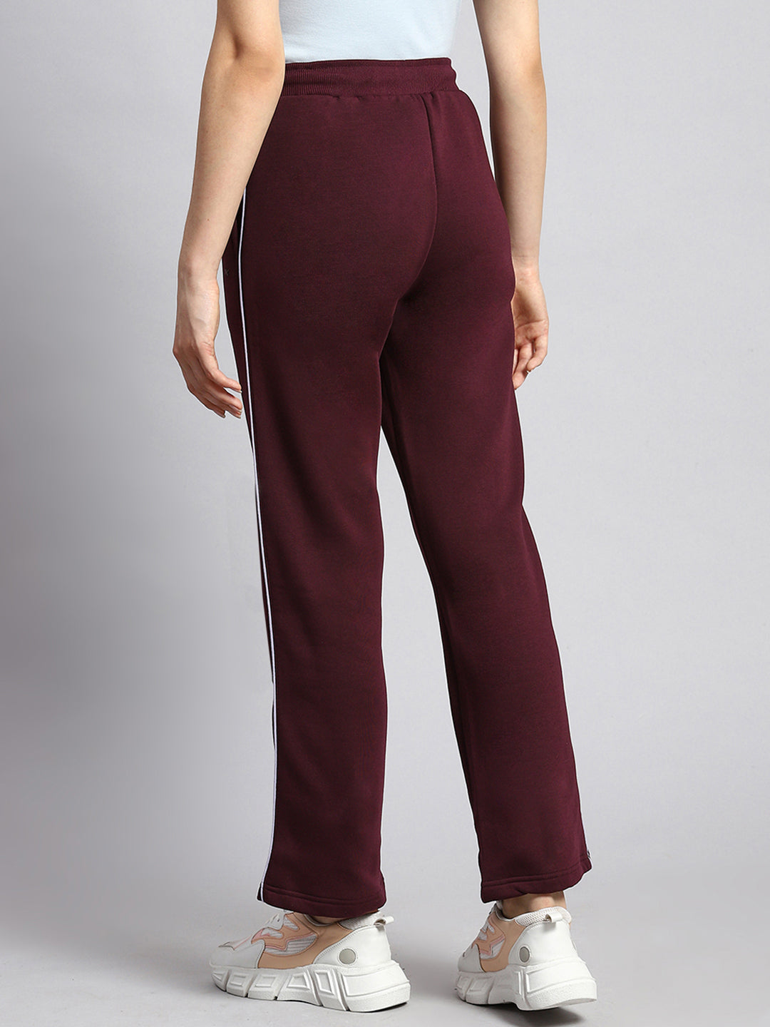 Women Maroon Plain Winter Lower