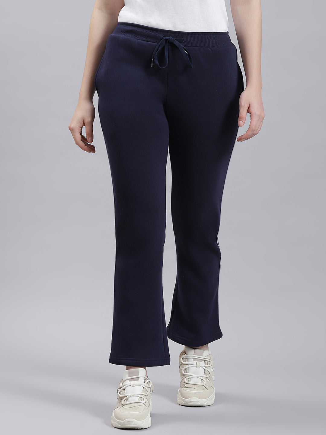 Women Blue Plain Winter Lower