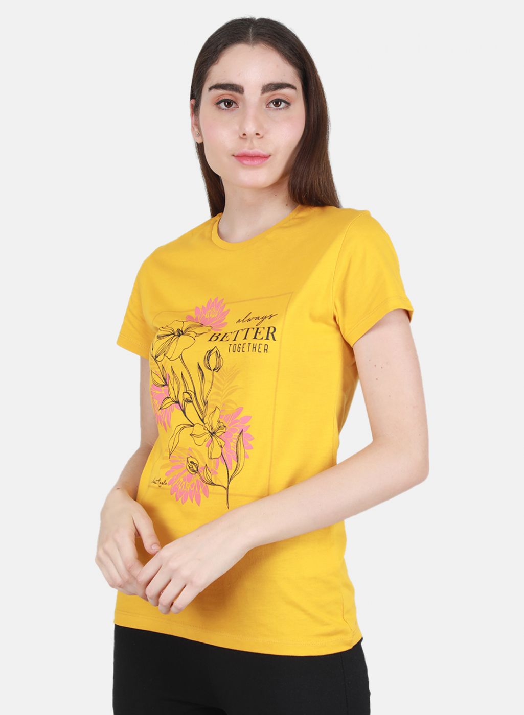 Women Mustard & Pink Printed Top 2 Pc Set