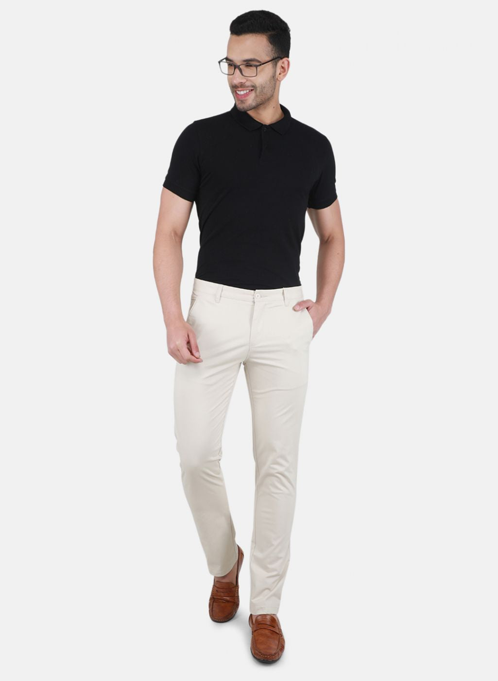 Men Beige Regular Fit Trouser