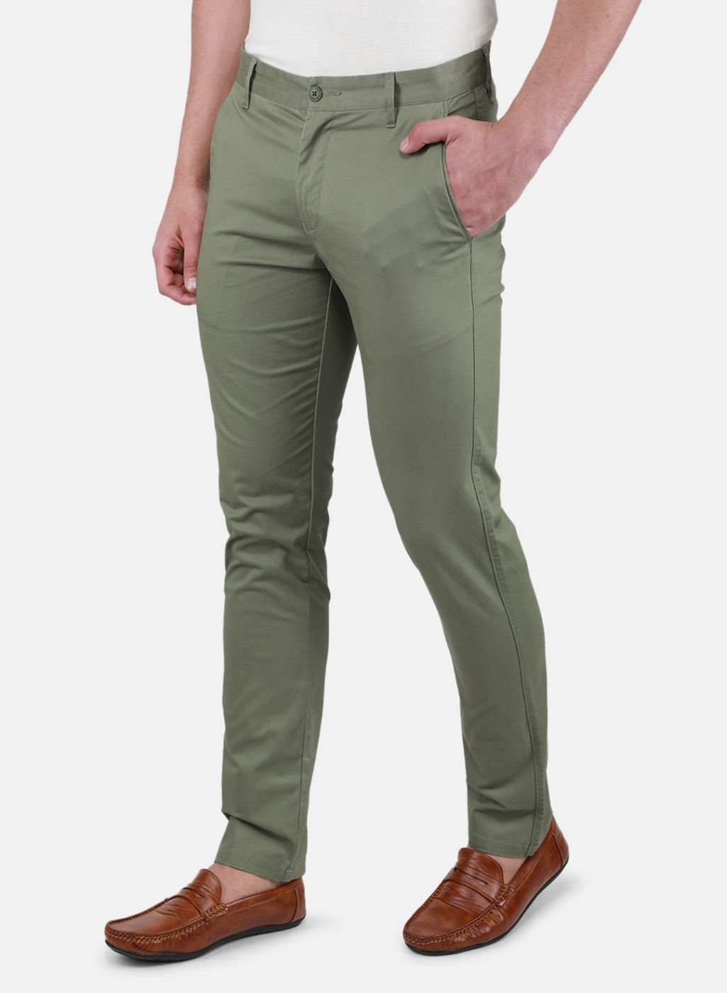 Buy Men Olive Regular Fit Trouser Online in India - Monte Carlo