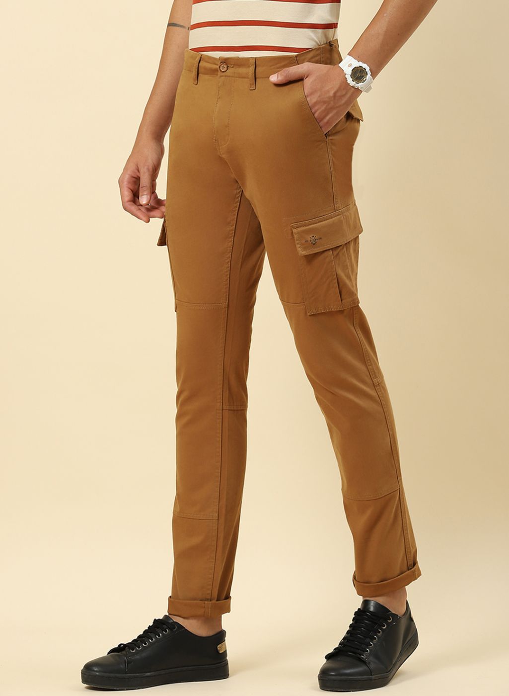 Men Khaki Regular Fit Trouser