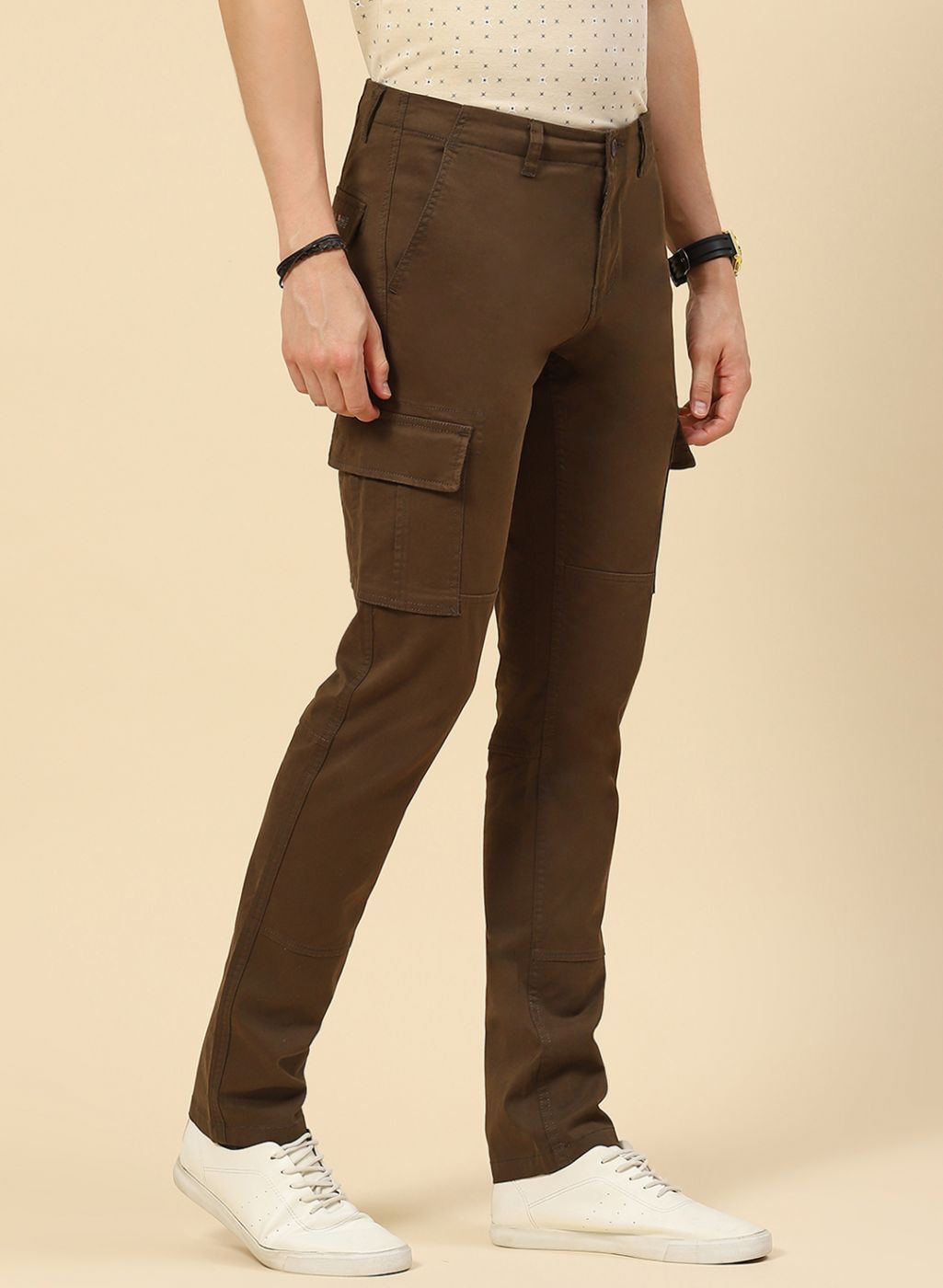 Men Olive Regular Fit Trouser