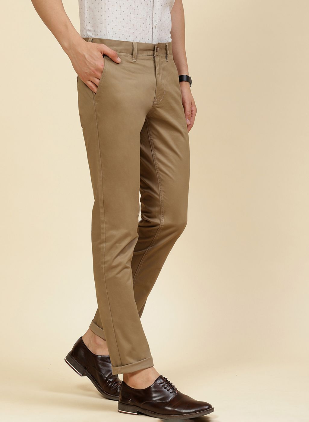 Men Khaki Regular Fit Trouser