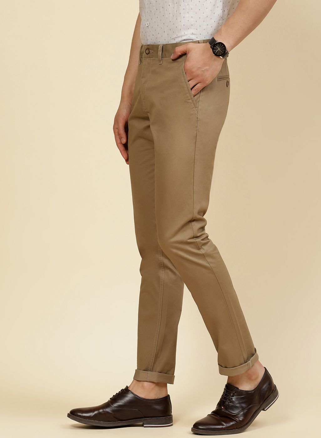 Men Khaki Regular Fit Trouser