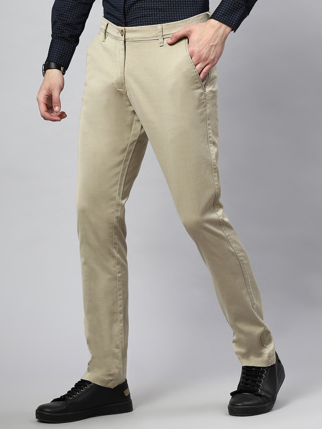 Men Beige Regular Fit Trouser