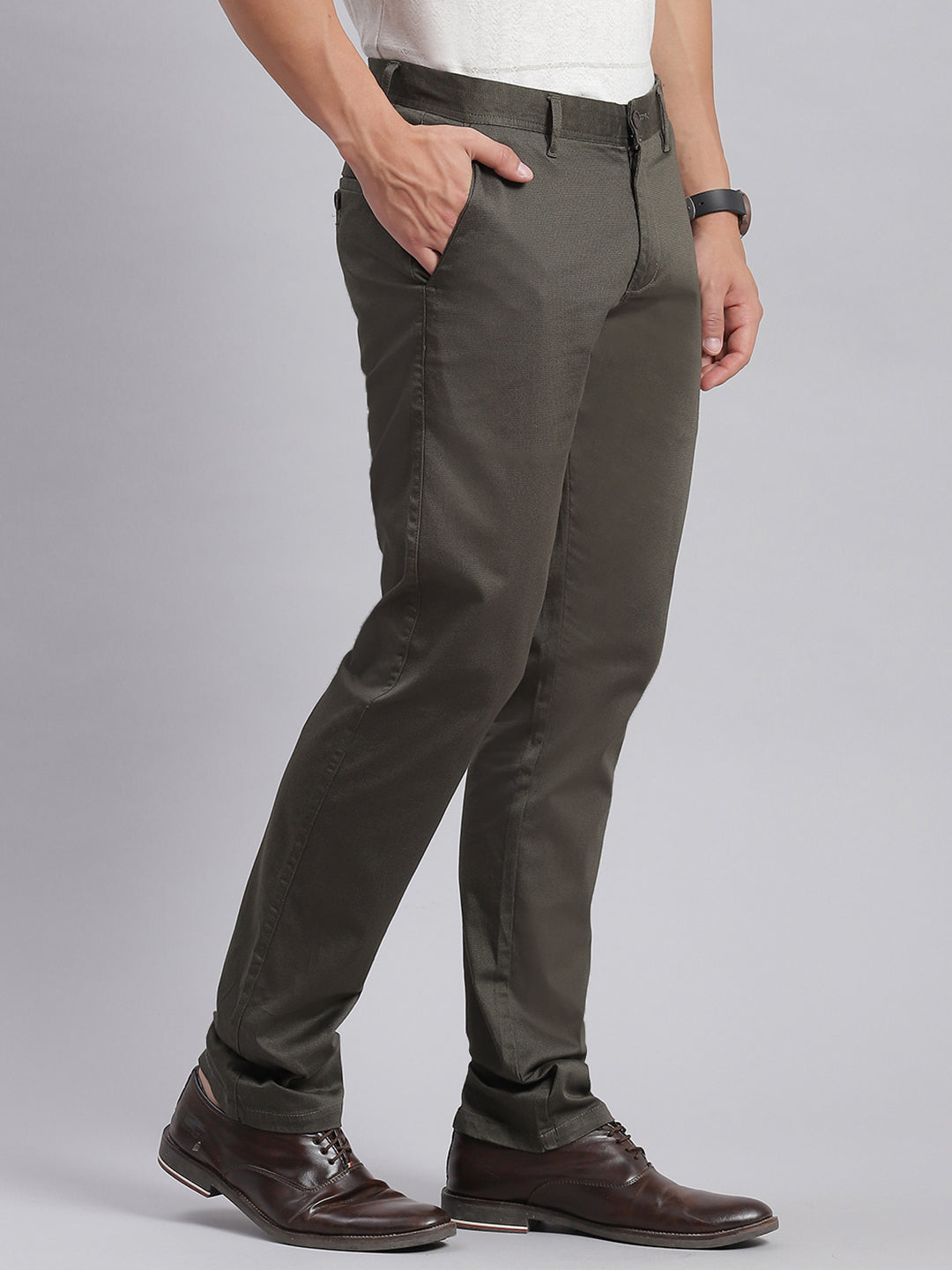 Men's Regular Fit Striped Cotton & Linen Trousers | Boggi Milano