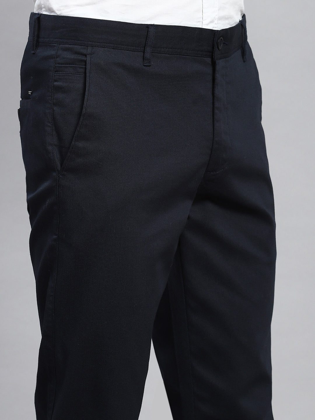 SUITLTD Men Navy Blue Solid Smart Slim Fit Trousers - Price History