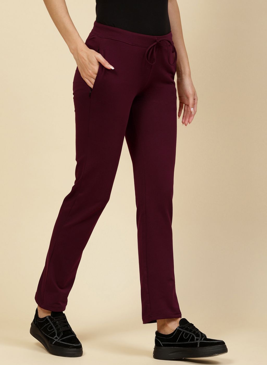 Women Maroon Regular Fit Lower