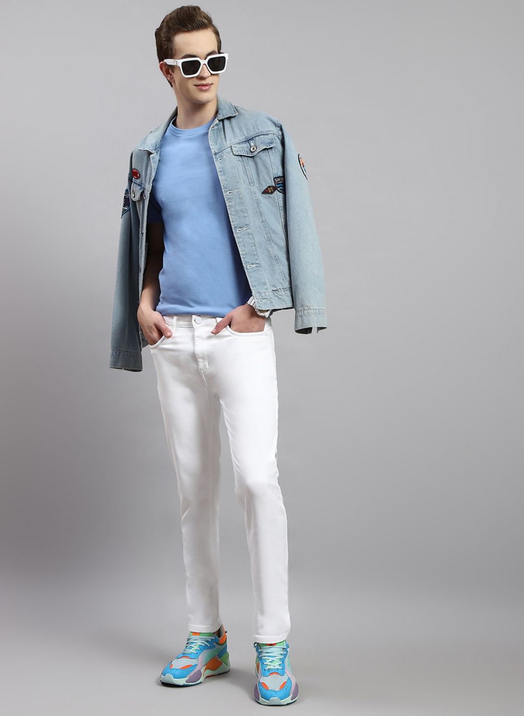 Buy HANGON Solid Color Jeans Jackets Denim Jacket Men Fashion Autumn Slim Jackets  Mens Casual Denim Coats Turn-Down Collar Streetwear at Amazon.in