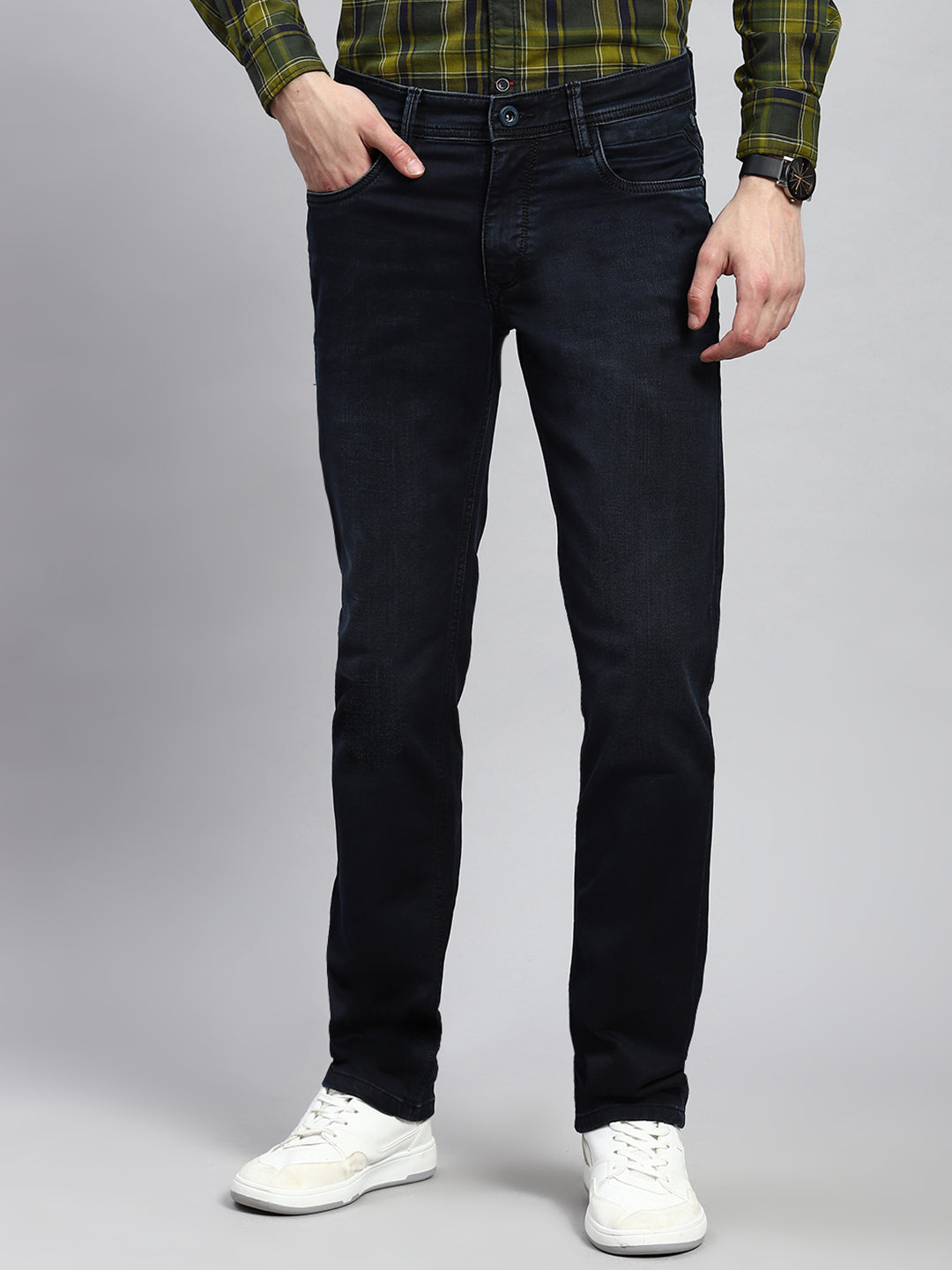 H&M Slim Fit Jeans Black Denim Tapered Leg Flat Front Mid Rise Classic Mens  33 | eBay