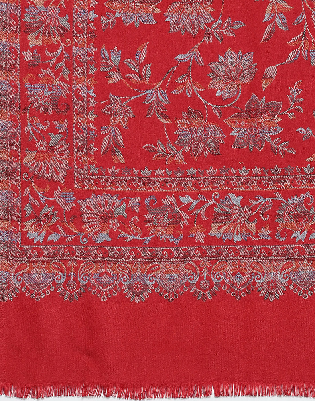 Women Red Self Design Shawl