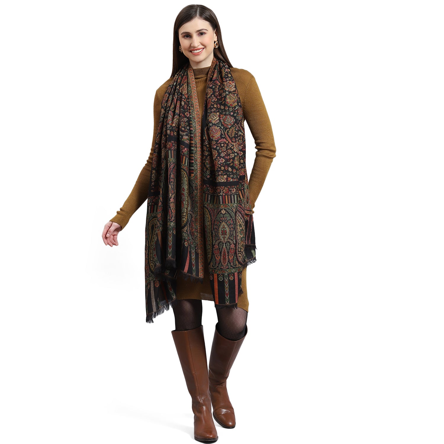 Women Multicolor Self Design Shawl