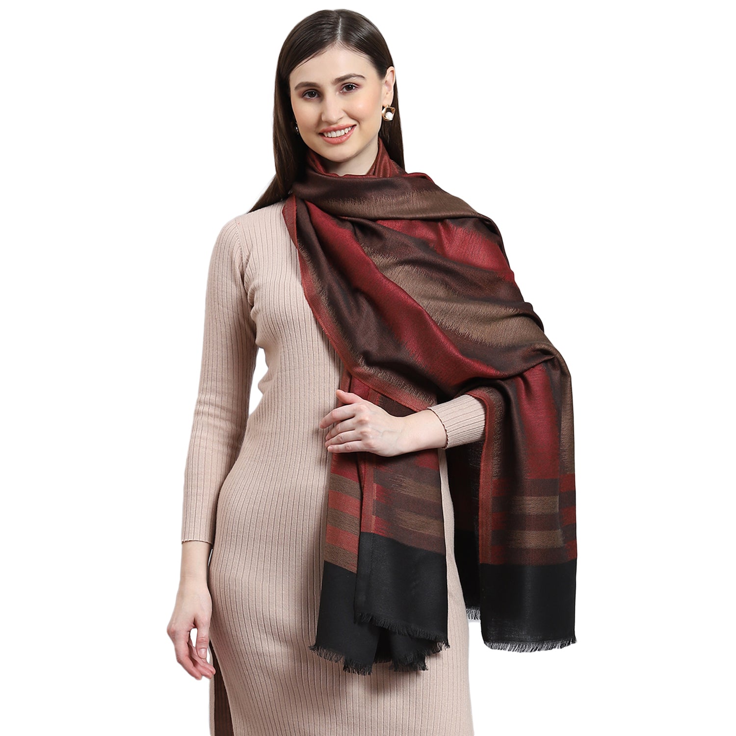 Women Brown Stripe Shawl