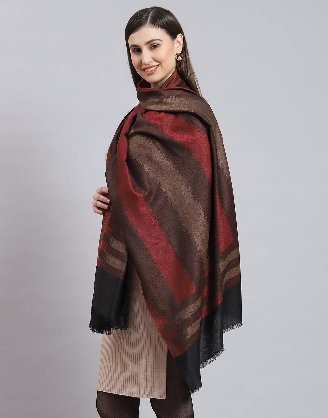 Women Brown Stripe Shawl