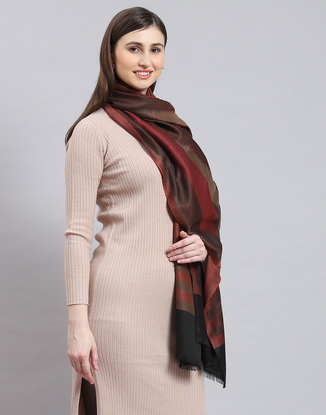 Women Brown Stripe Shawl