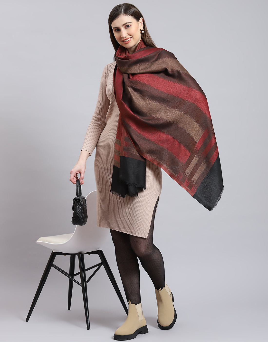 Women Brown Stripe Shawl