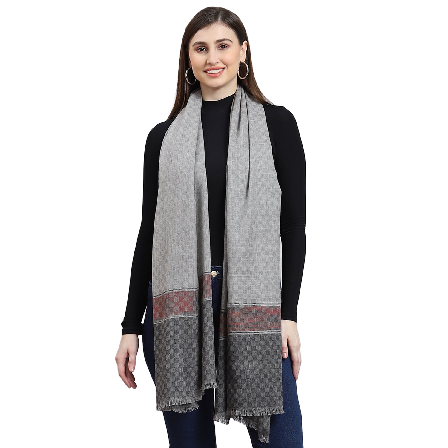 Women Grey Self Design Shawl