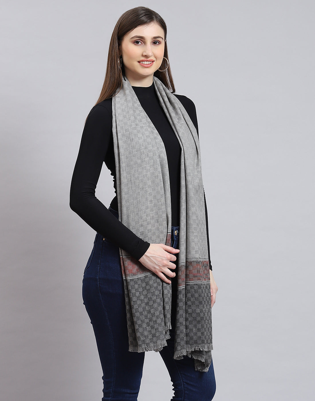 Women Grey Self Design Shawl