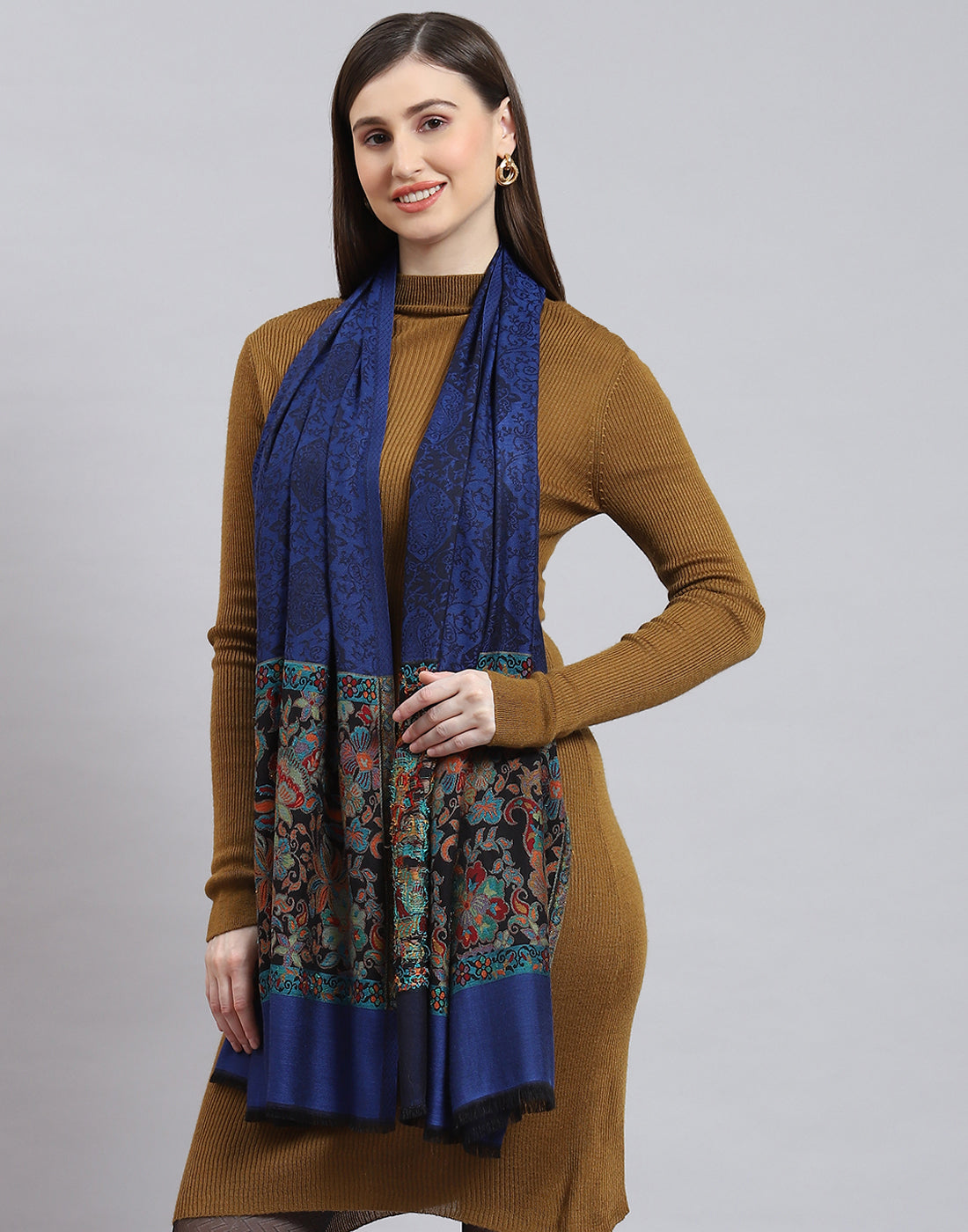 Women Blue Self Design Stole