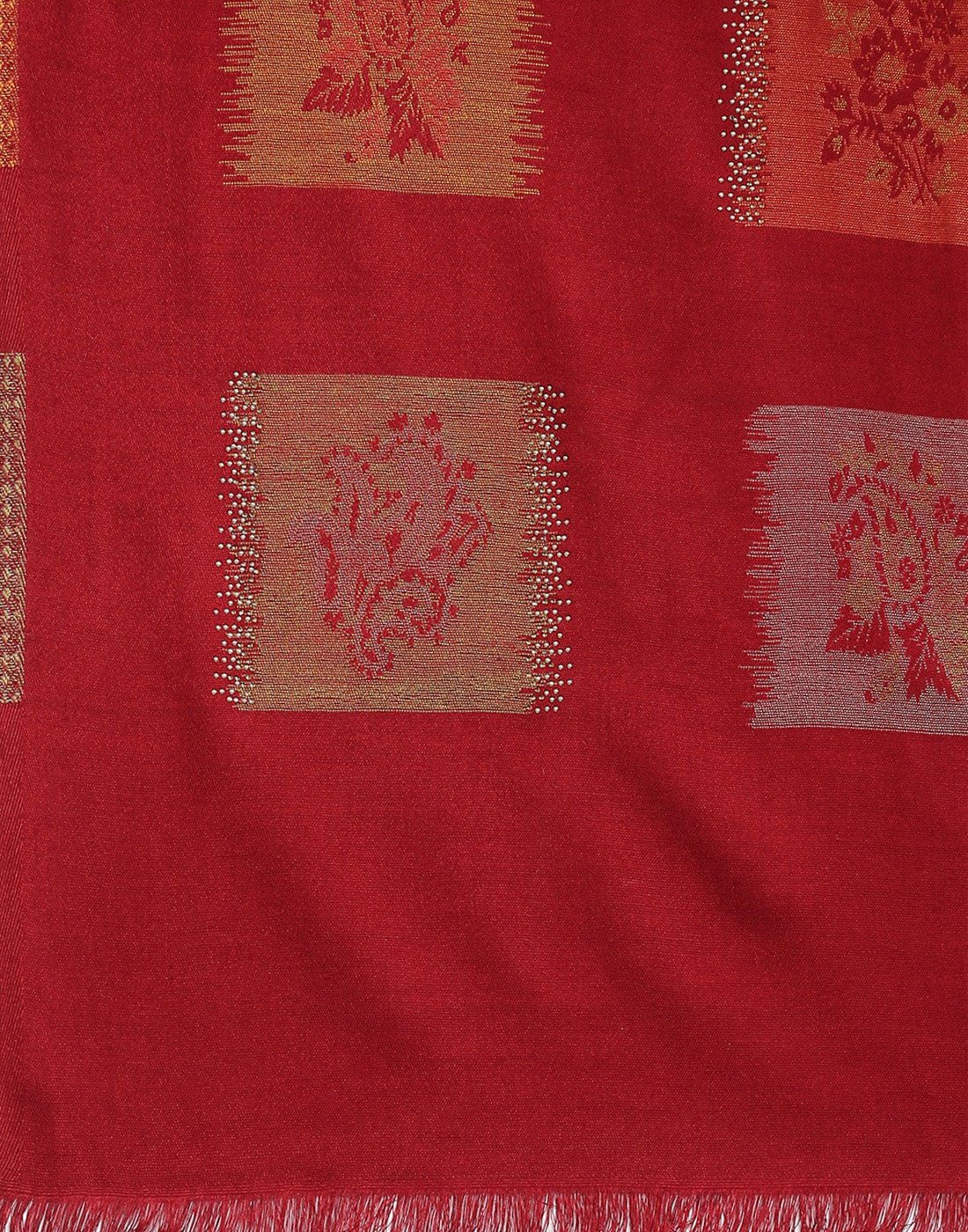 Women Red Self Design Stole