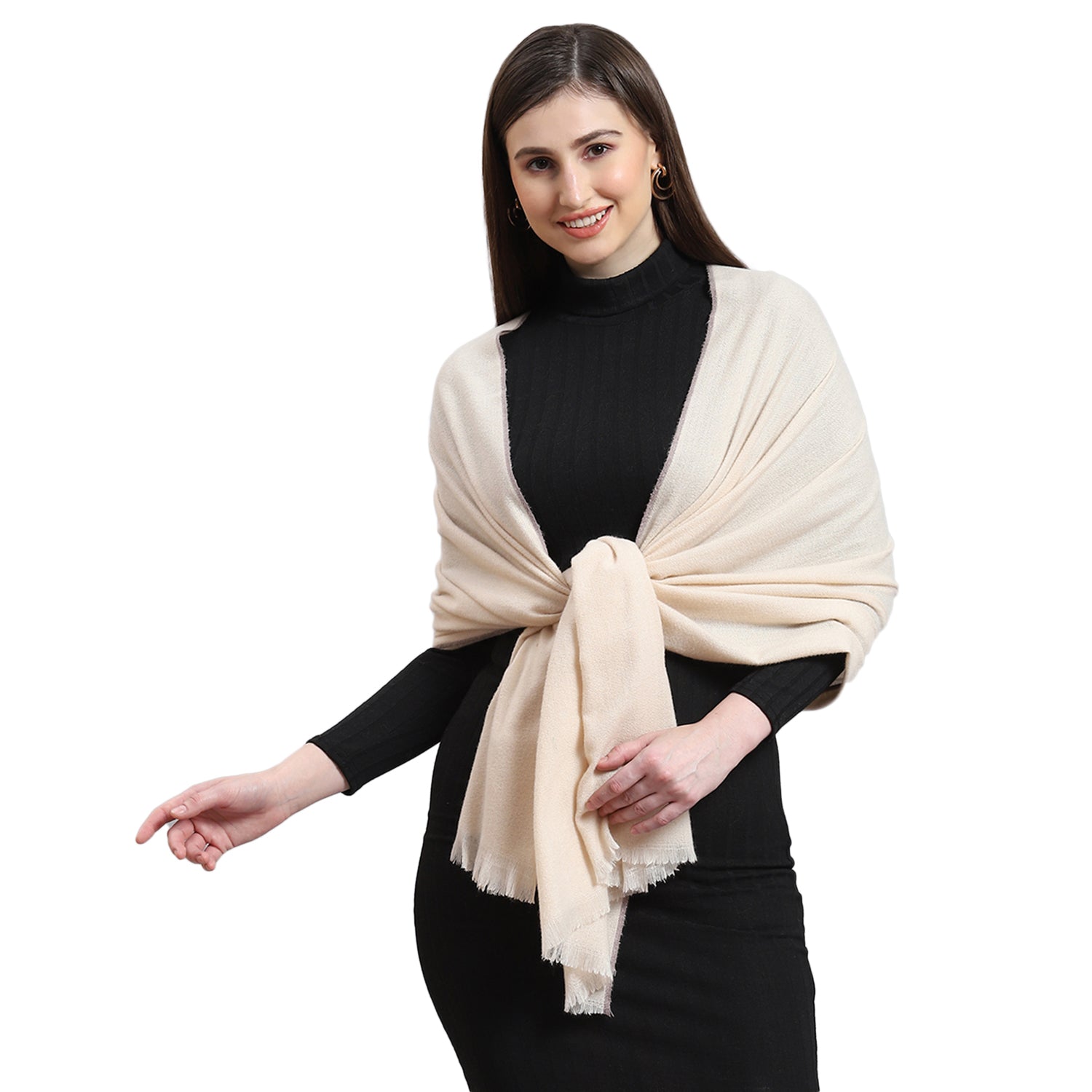 Women Beige Solid Stole