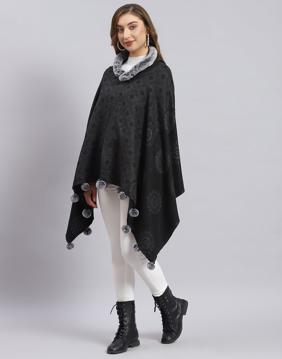 Women Grey Self Design Stole