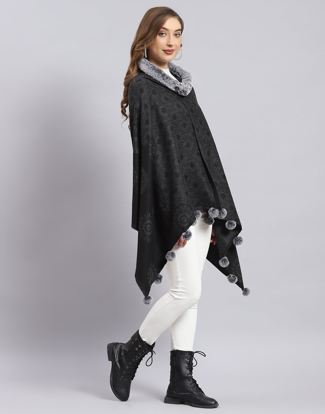 Women Grey Self Design Stole