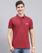 Men Maroon Solid Polo Collar Half Sleeve T-Shirt