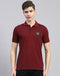 Men Maroon Solid Polo Collar Half Sleeve T-Shirt