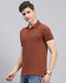 Men Rust Solid Polo Collar Half Sleeve T-Shirt