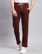 Men Maroon Solid Regular Fit Lower