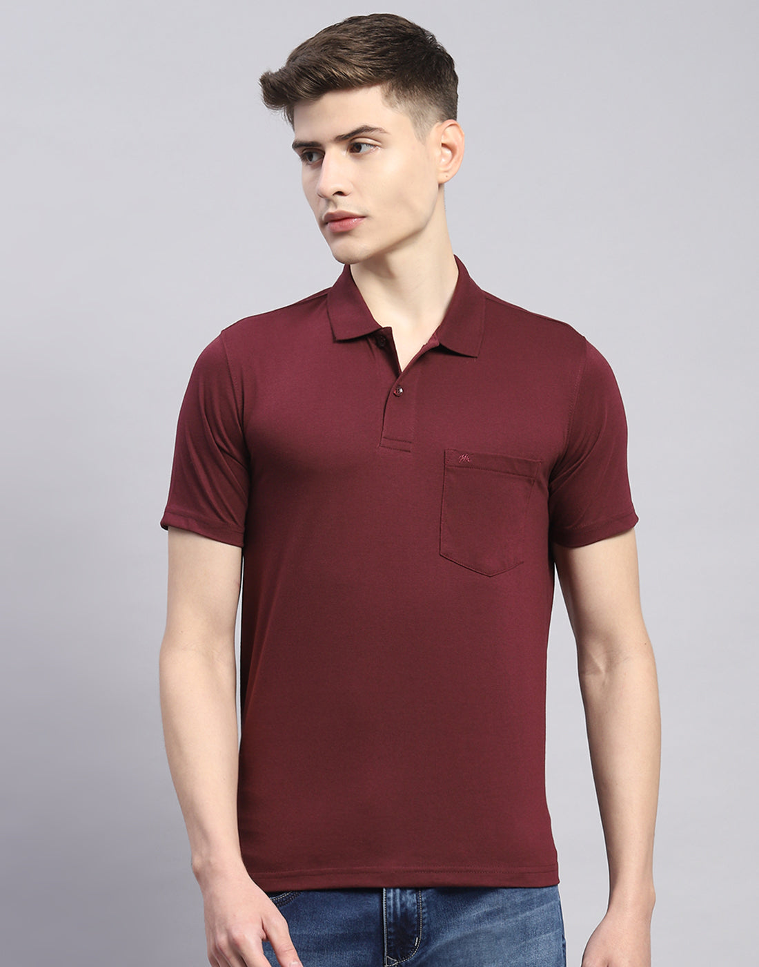 Men Maroon Solid Polo Collar Half Sleeve T-Shirt