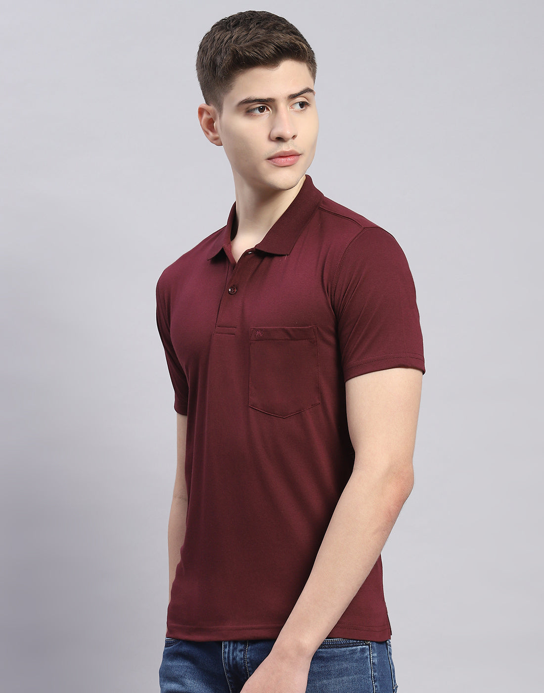 Men Maroon Solid Polo Collar Half Sleeve T-Shirt