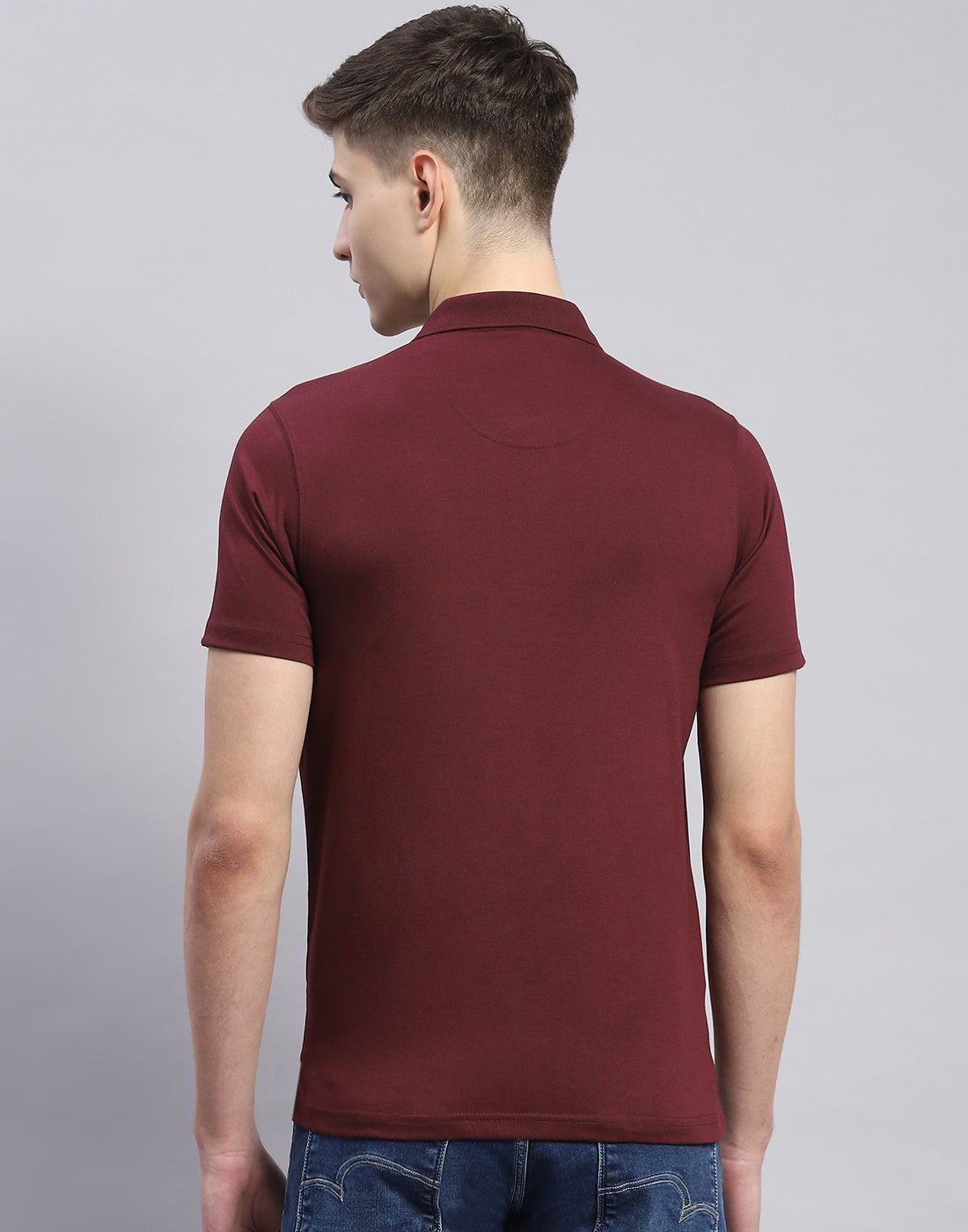 Men Maroon Solid Polo Collar Half Sleeve T-Shirt